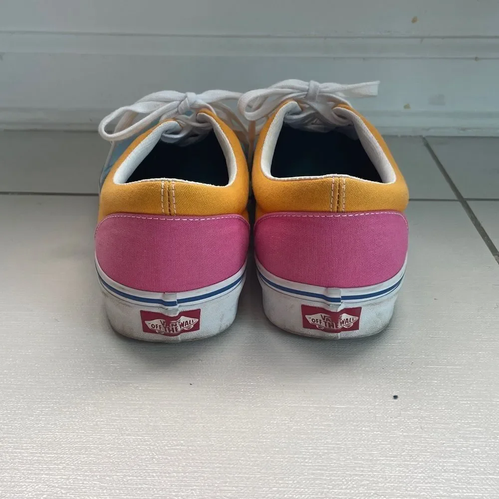 Vans Blue, Yellow, and Pink Low-Top Sneakers